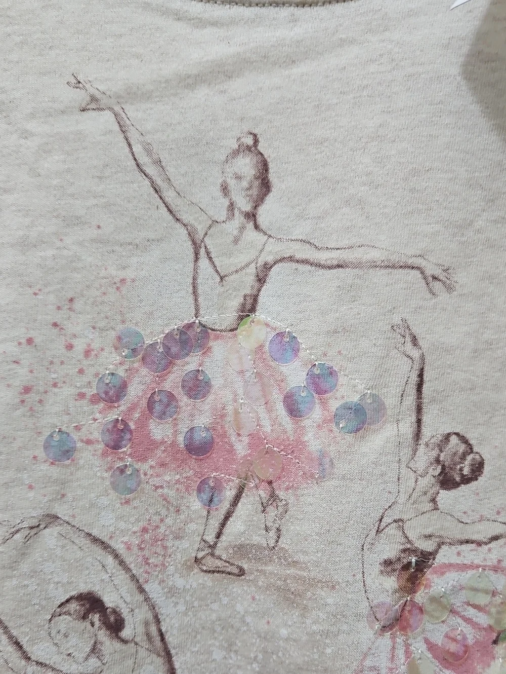 GAP Cream Long-Sleeve Tee with Pastel Ballerina Print Girls 8 NWT
